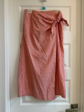 Pink Striped Wrap Skirt